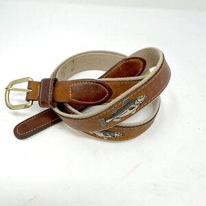 Vintage Zep-Pro Embroidered Fish Leather Canvas‎ Belt 46
